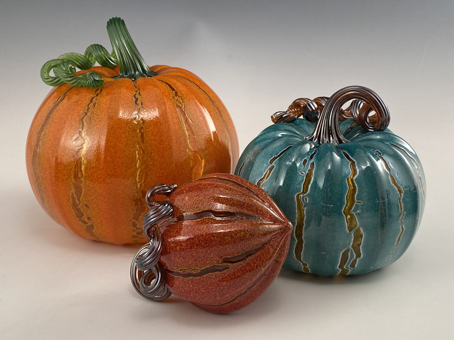 Harvest Crackle Pumpkin & Squash Set — Leonoff Art Glass
